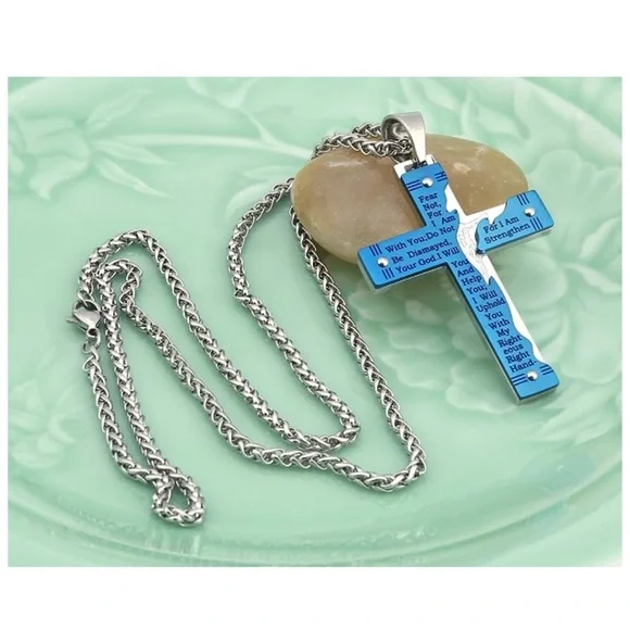 Sheer Stainless Steel Crucifix Cross Necklace Men